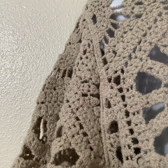 Kings Road Tan Crochet Boho Beachy Summer Festival Fairy Hippie Crop Top S - Picture 8 of 10